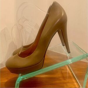 Gucci Womens Brown Leather Platform Pumps Stiletto Heel Size 40.5